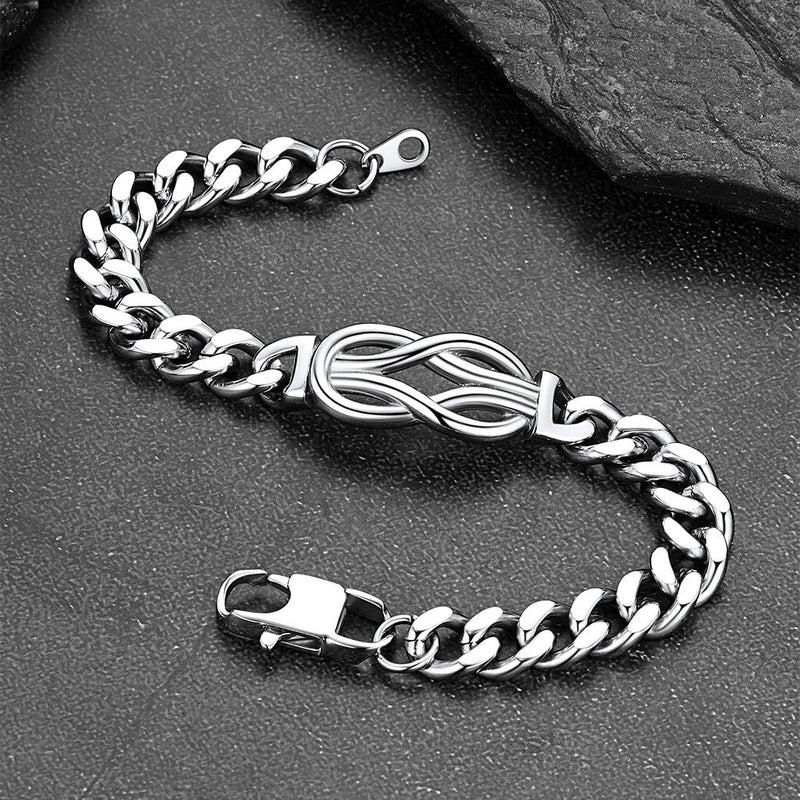 Infinity Love Knot Cuban Link Chain Bracelet for