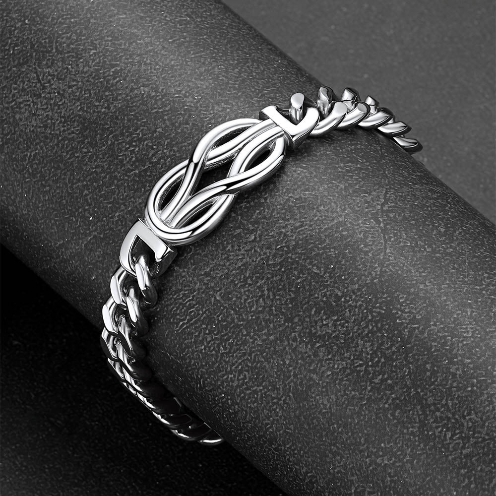 Infinity Love Knot Cuban Link Chain Bracelet for
