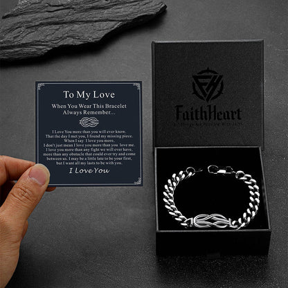 Infinity Love Knot Cuban Link Chain Bracelet for