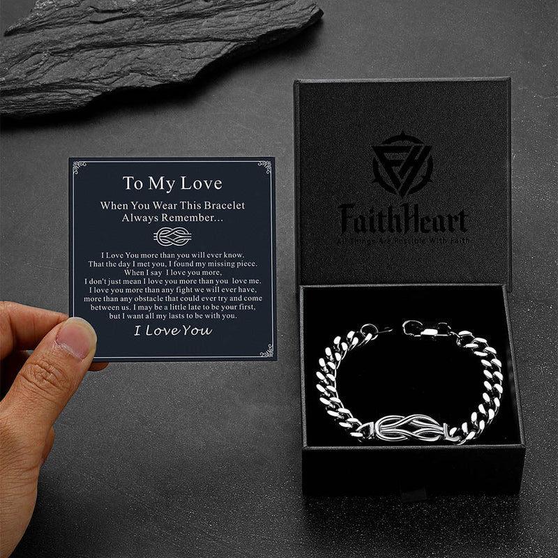Infinity Love Knot Cuban Link Chain Bracelet for