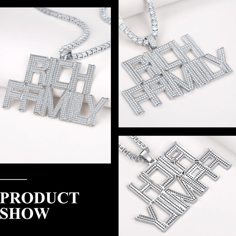 Custom Hip Hop Cubic Zirconia Initials Pendant Necklace for