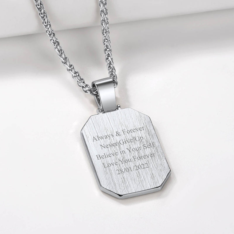 Memorial Personalized Picture Dog Tag Necklace With Cz for Mom Family