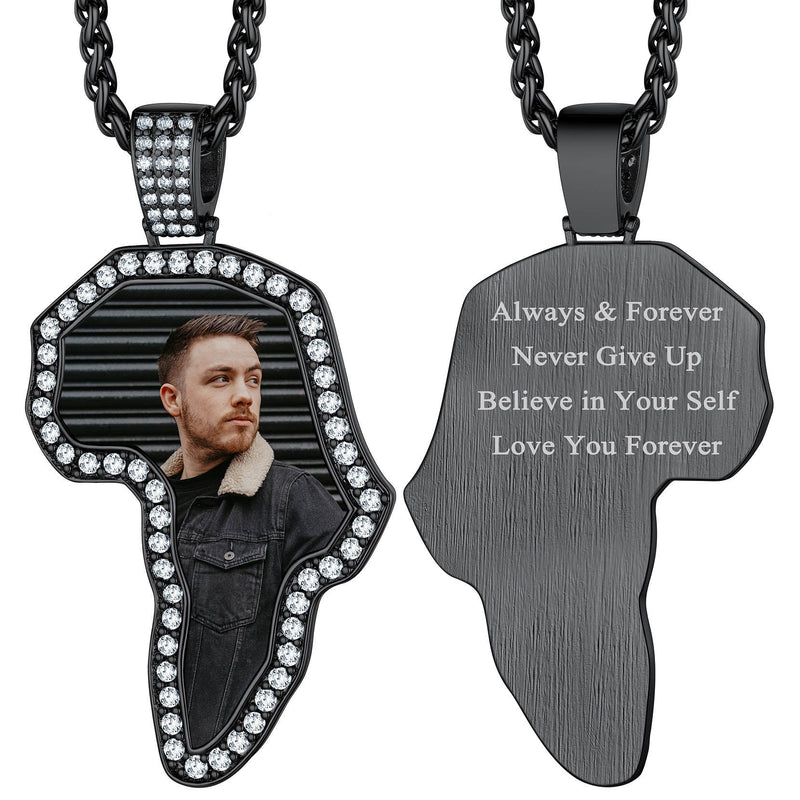 Customized African Map Photo Necklace With Picture for
