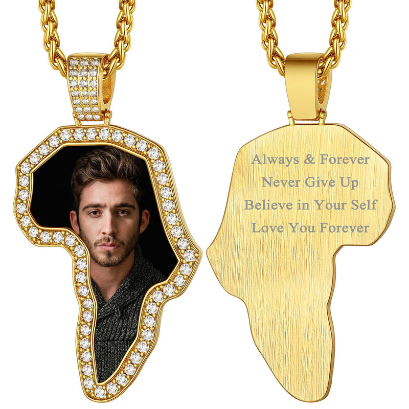 Customized African Map Photo Necklace With Picture for