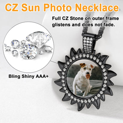 Custom Picture Sun Necklace With Cz for