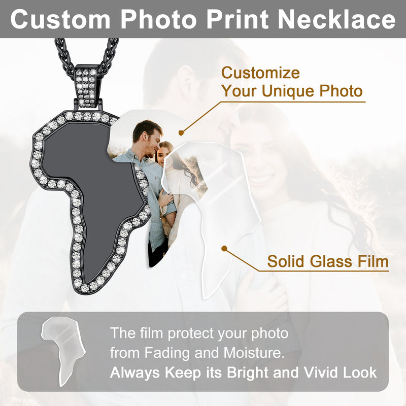 Customized African Map Photo Necklace With Picture for