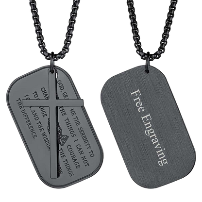 Customized Engraved Dog Tag Necklace With Cross