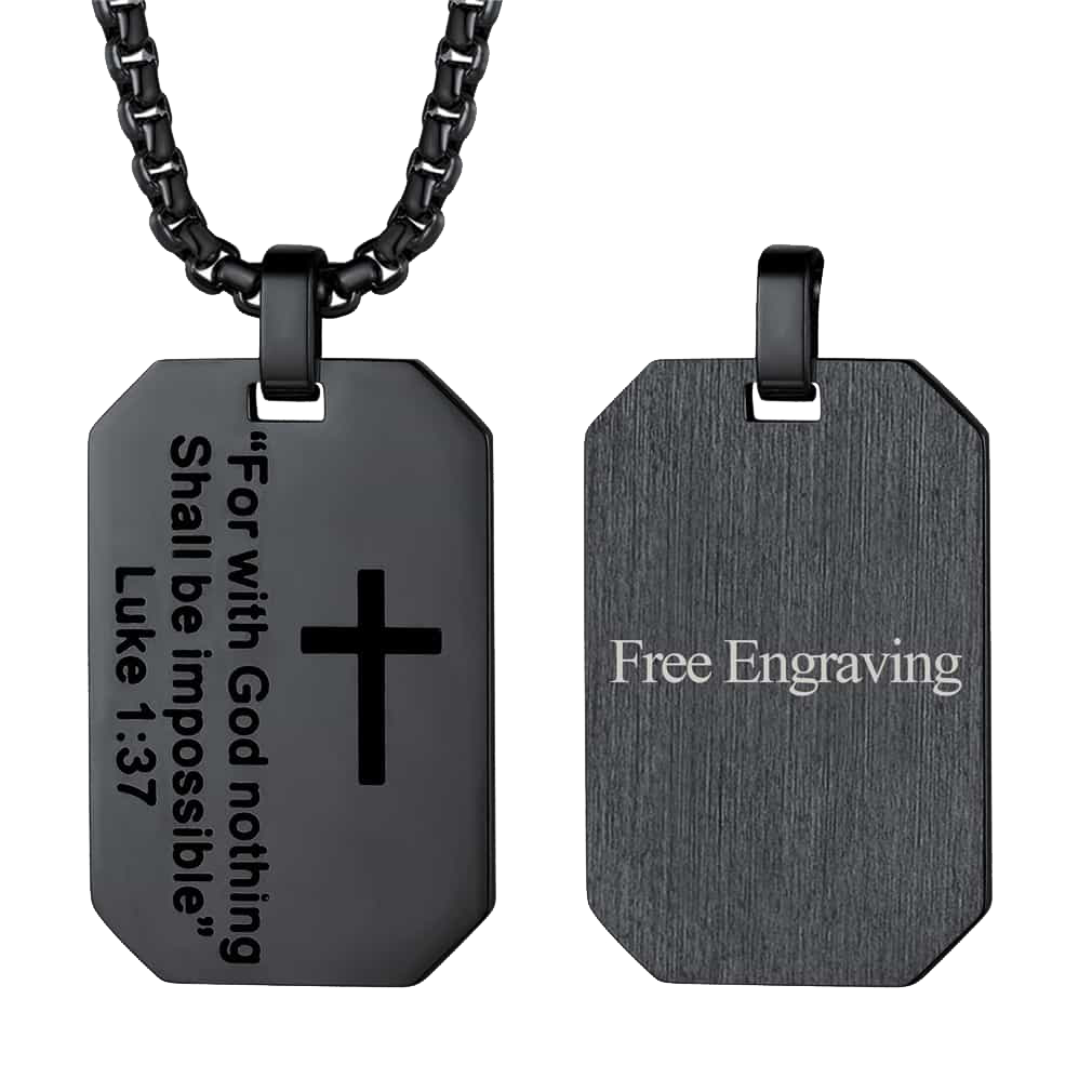 Christian Luke 1:37 Dog Tag Necklace for /