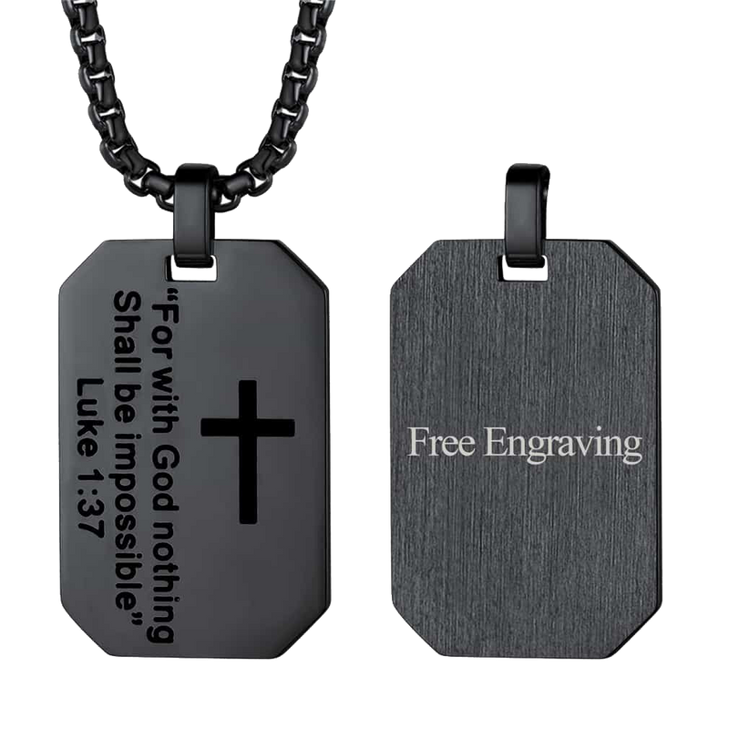 Christian Luke 1:37 Dog Tag Necklace for /