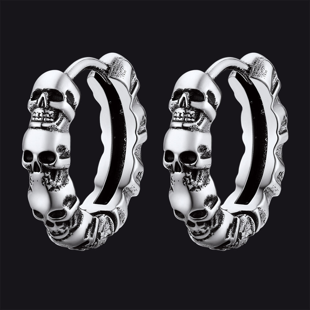 Gothic Skull Huggie Hoop Earrings for