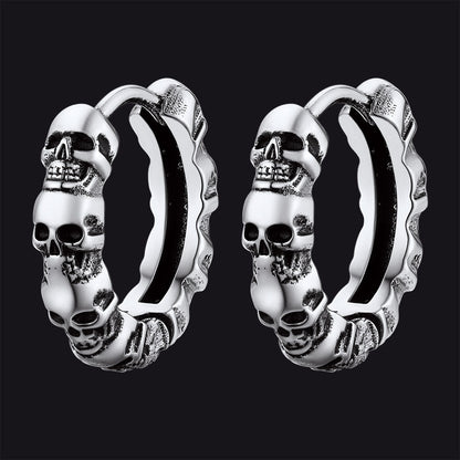 Gothic Skull Huggie Hoop Earrings for