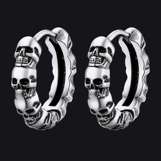 Gothic Skull Huggie Hoop Earrings for