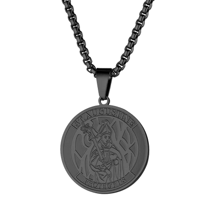 Engraved Saint Augustine Necklace Saint Medal Jewelry