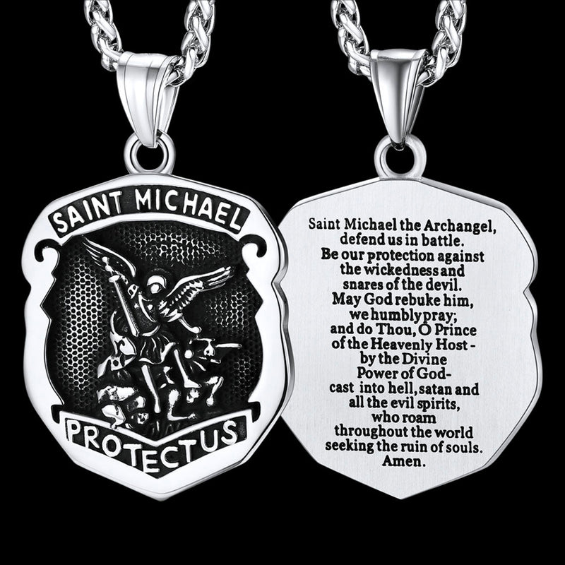 Oval Archangel Saint Michael Necklace Medal