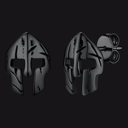 Flash Spartan Helmet Mask Stud Earrings for