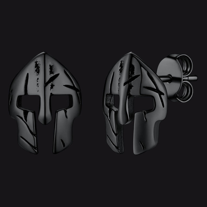 Flash Spartan Helmet Mask Stud Earrings for