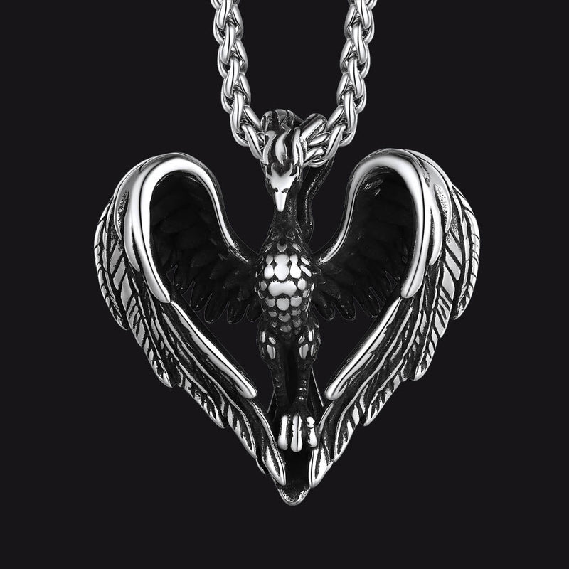 Phoenix Heart Pendant Necklace for