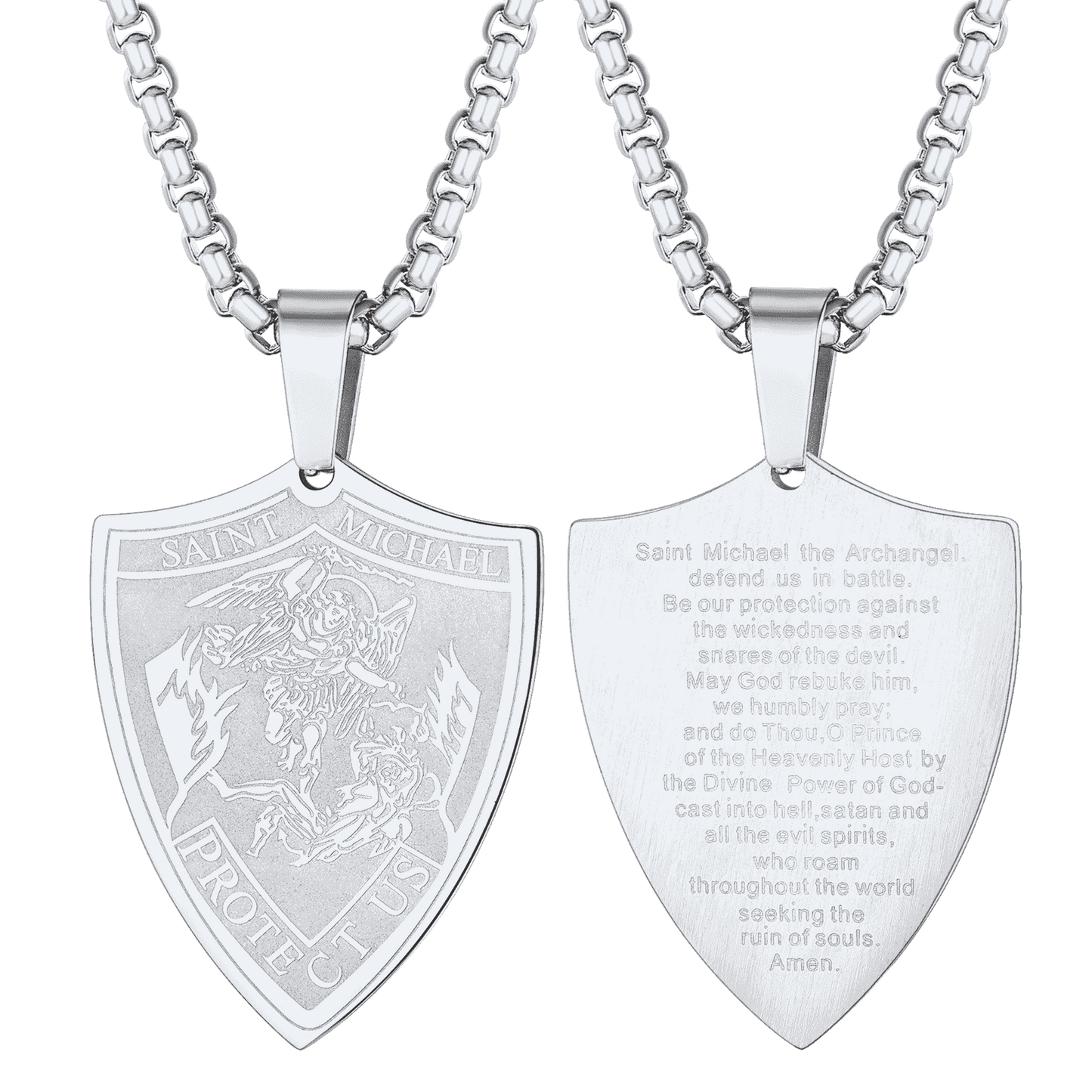 Saint Michael Necklace Shield Archangel Protection Pendant for