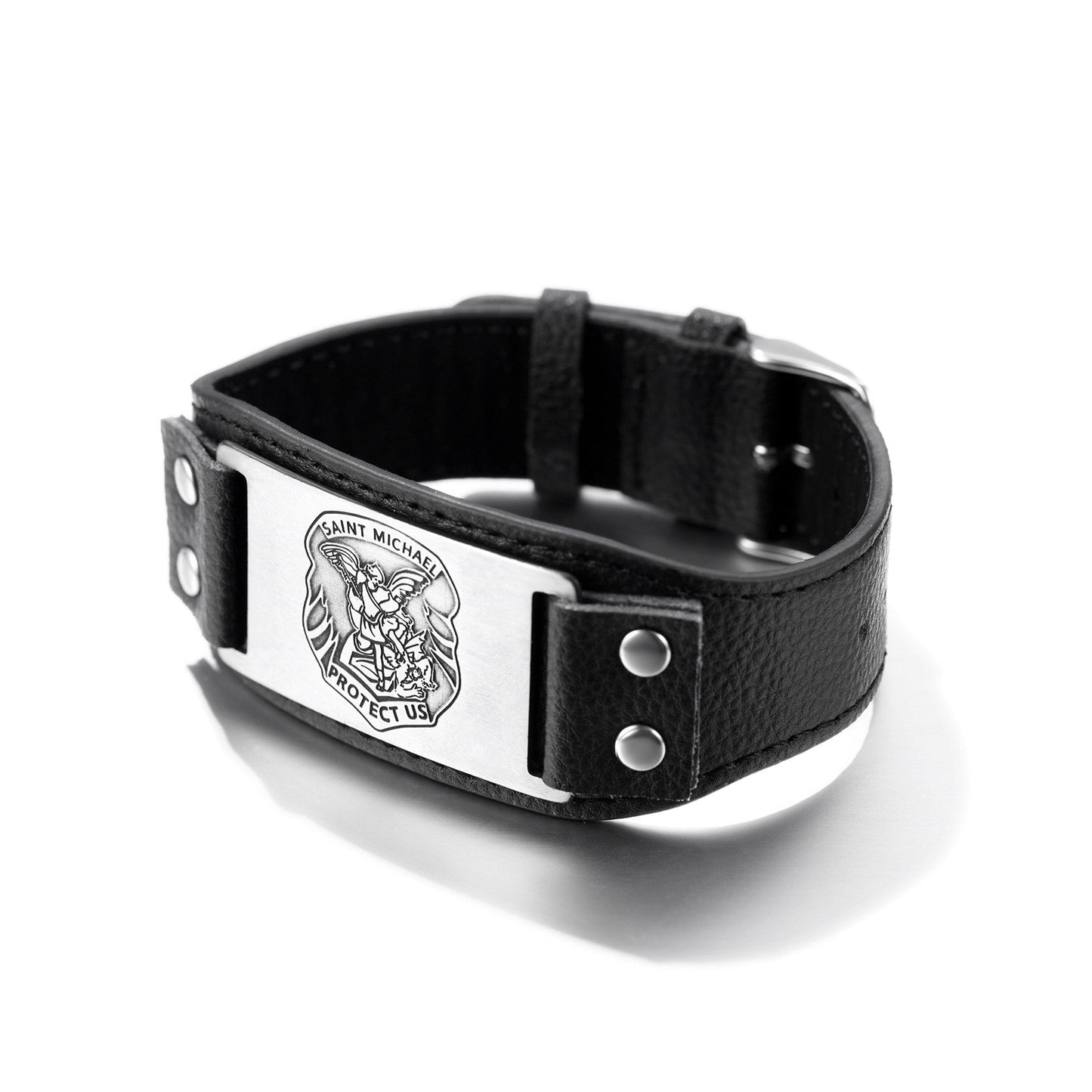 Saint Michael Leather Bracelet Wristband Gift for