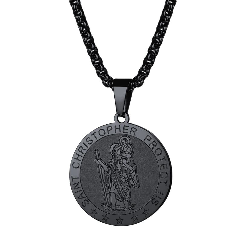 Round St. Christopher Medallion Necklace for