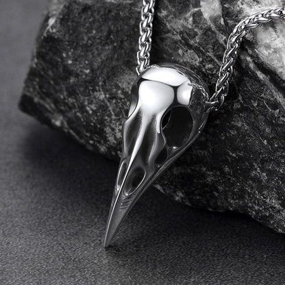 Viking Raven Skull Necklace for