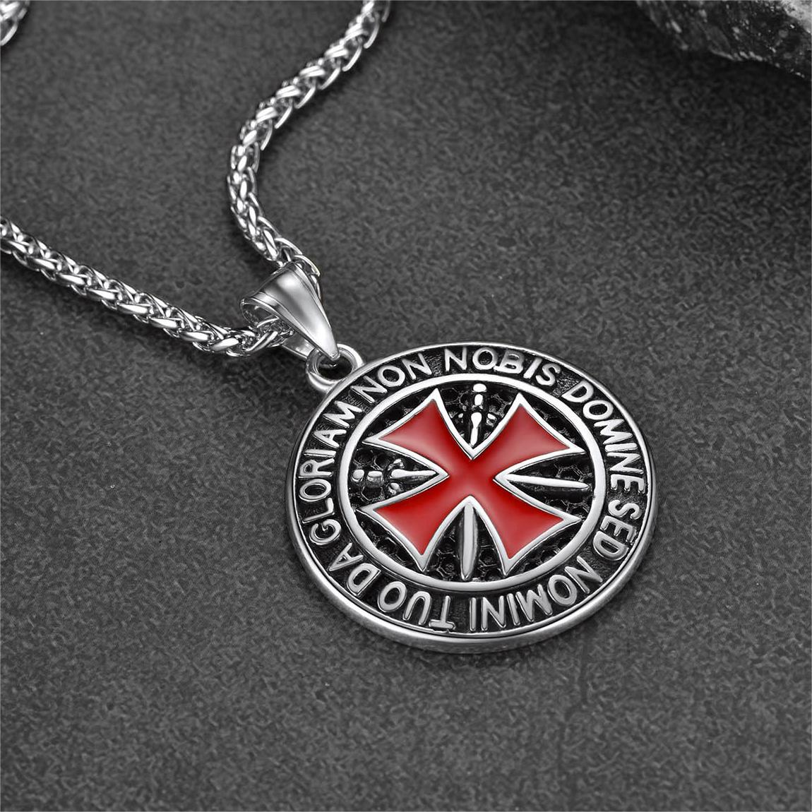 Knights Templar Cross Medallion Necklace for
