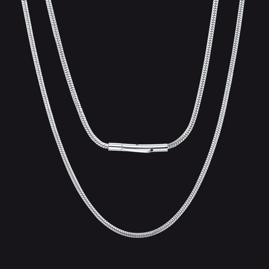 2mm Thin Snake Chain Stainless Steel Necklace for