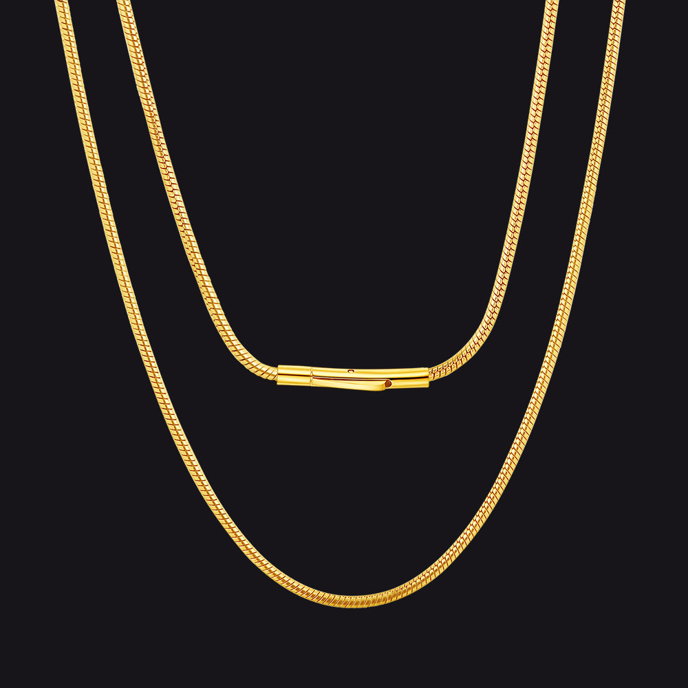 2mm Thin Snake Chain Stainless Steel Necklace for