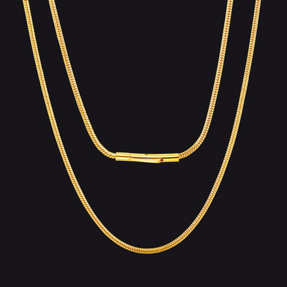 2mm Thin Snake Chain Stainless Steel Necklace for
