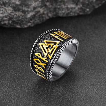 Norse Viking Valknut Ring With Rune for