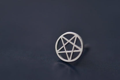 Sterling Silver Pentagram Stud Earrings