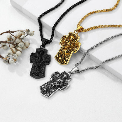 Archangel St. Michael Cross Necklace Protection Pendant