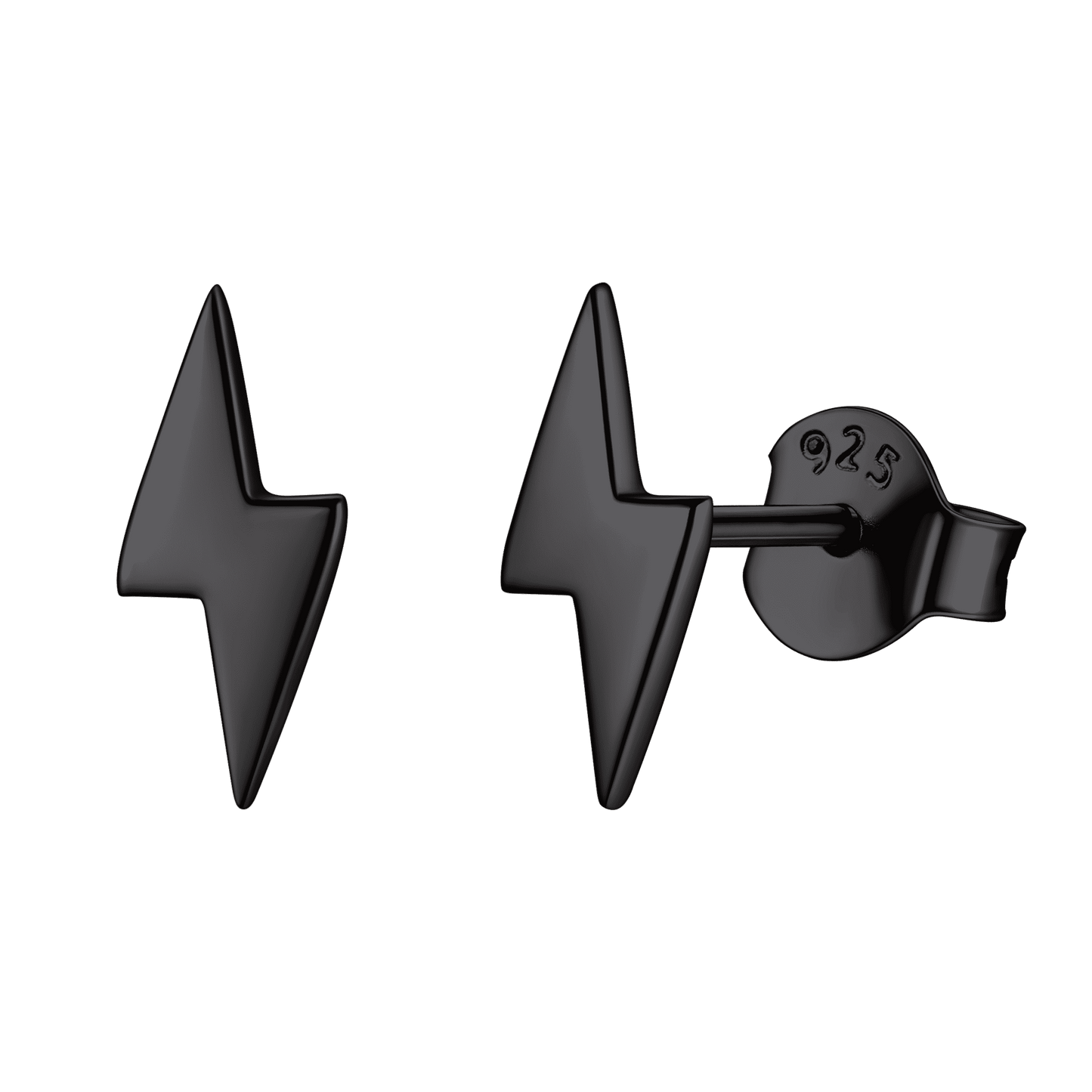 Sterling Silver Lightning Bolt Stud Earrings for