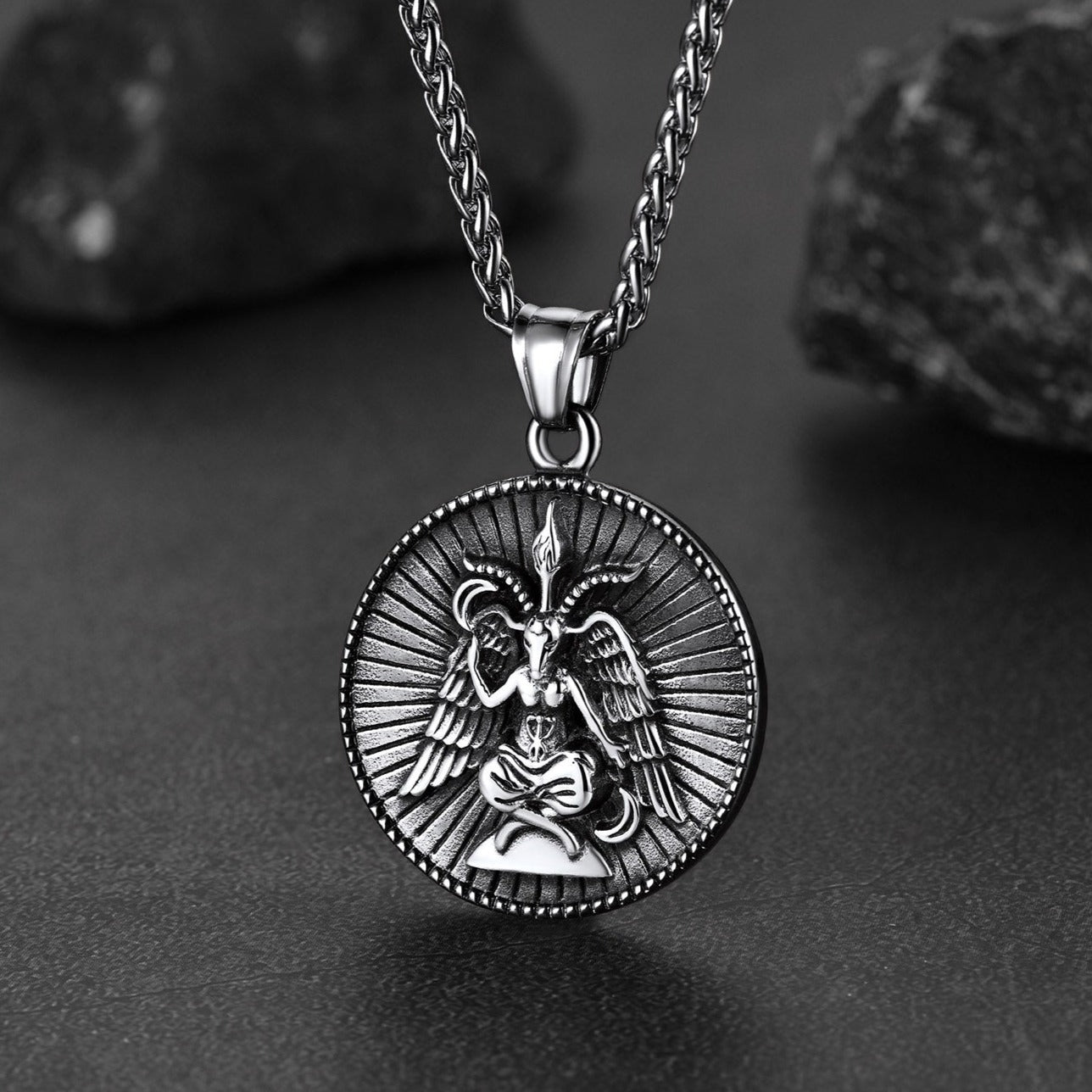 Baphomet Satanic Goat Leviathan Cross Necklace for