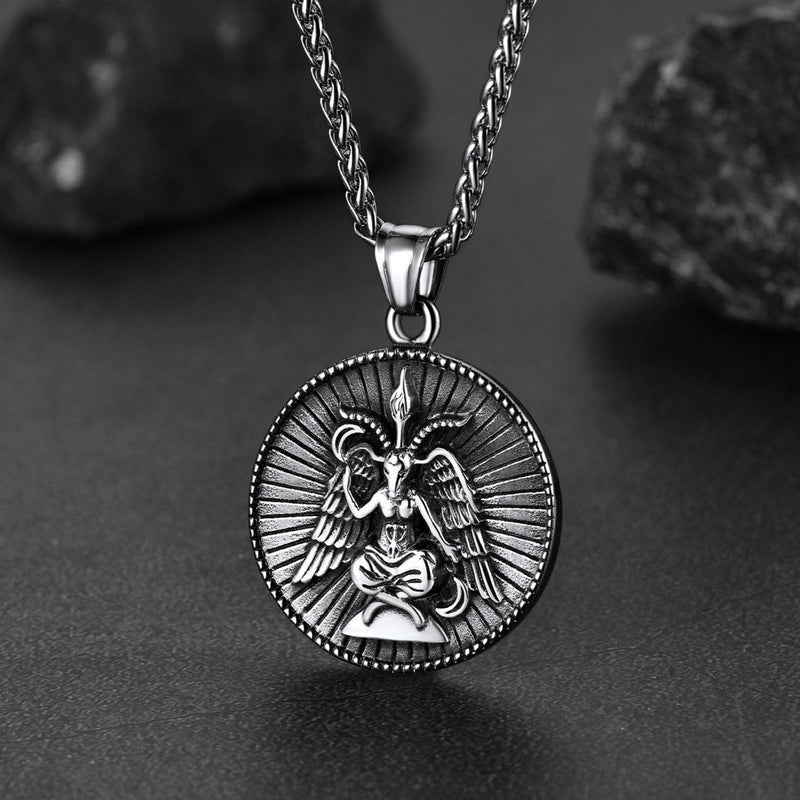 Baphomet Satanic Goat Leviathan Cross Necklace for
