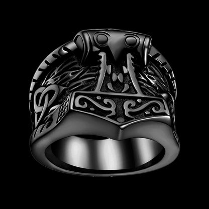 Viking Mjolnir Signet Ring Thor's Hammer Ring for