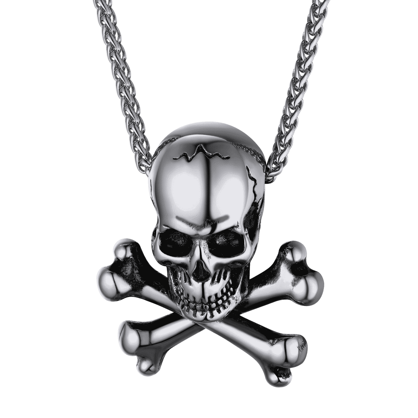 Gothic Pirate Skull Crossbones Necklace for