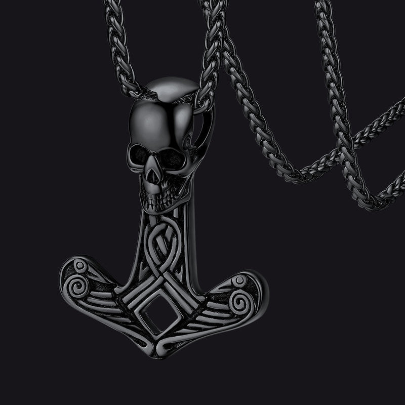 Flash Viking Skull Spear Pendant Necklace for