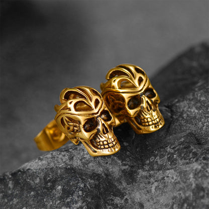 Gothic Celtic Knot Skull Stud Earrings for