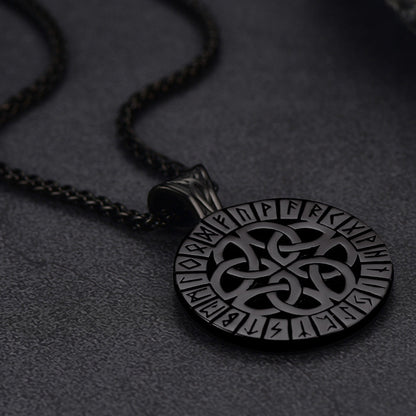 Irish Celtic Knot Necklace With Viking Runes for