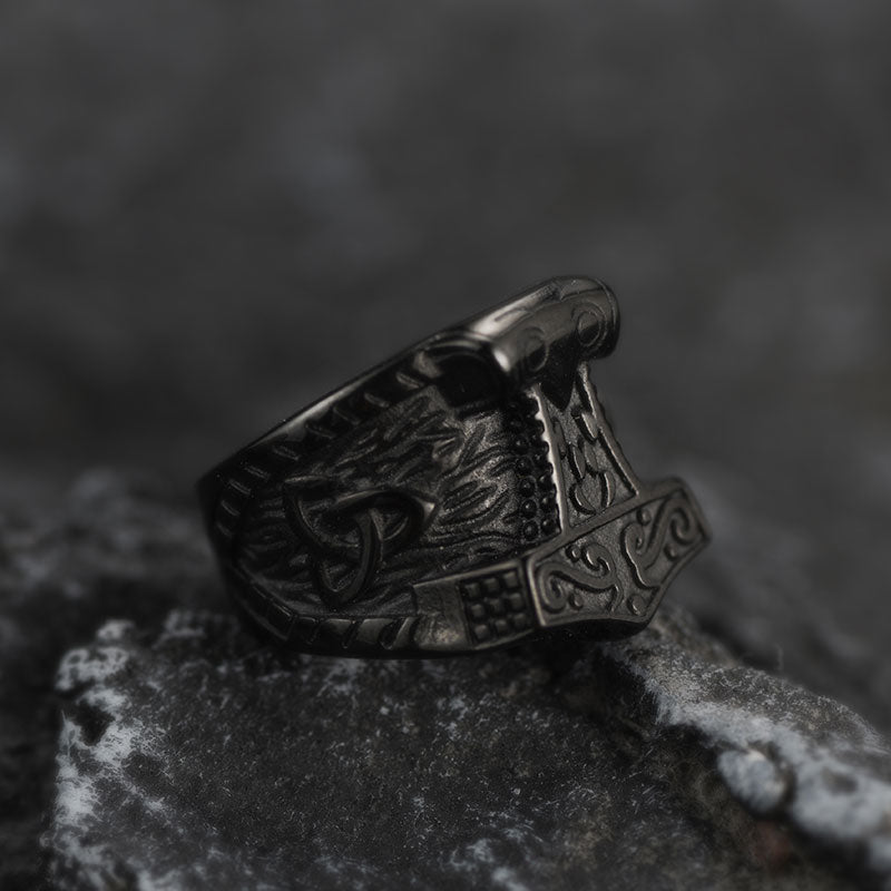 Viking Mjolnir Signet Ring Thor's Hammer Ring for