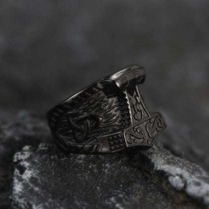 Viking Mjolnir Signet Ring Thor's Hammer Ring for