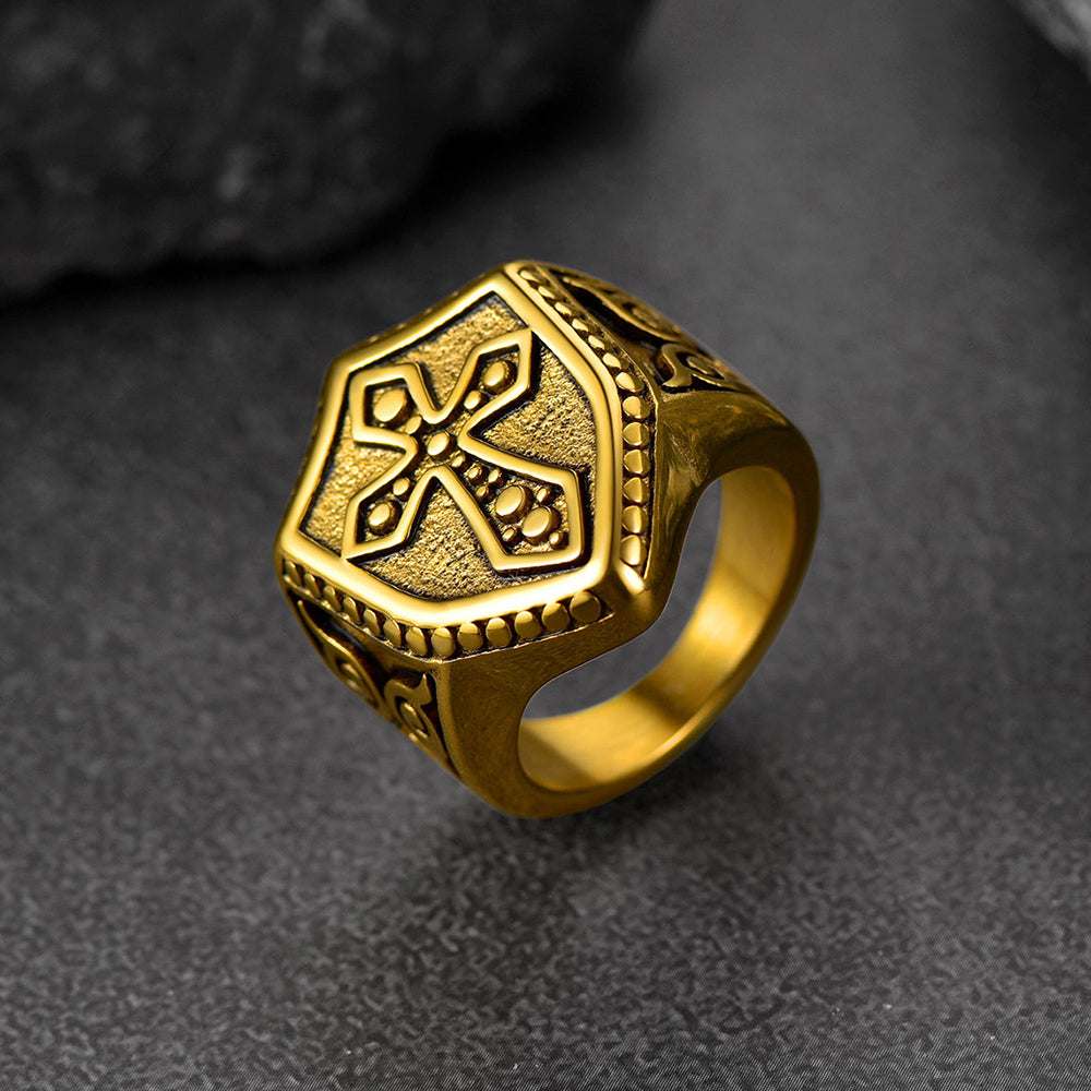Shield Crusader Templar Cross Stainless Steel Ring for