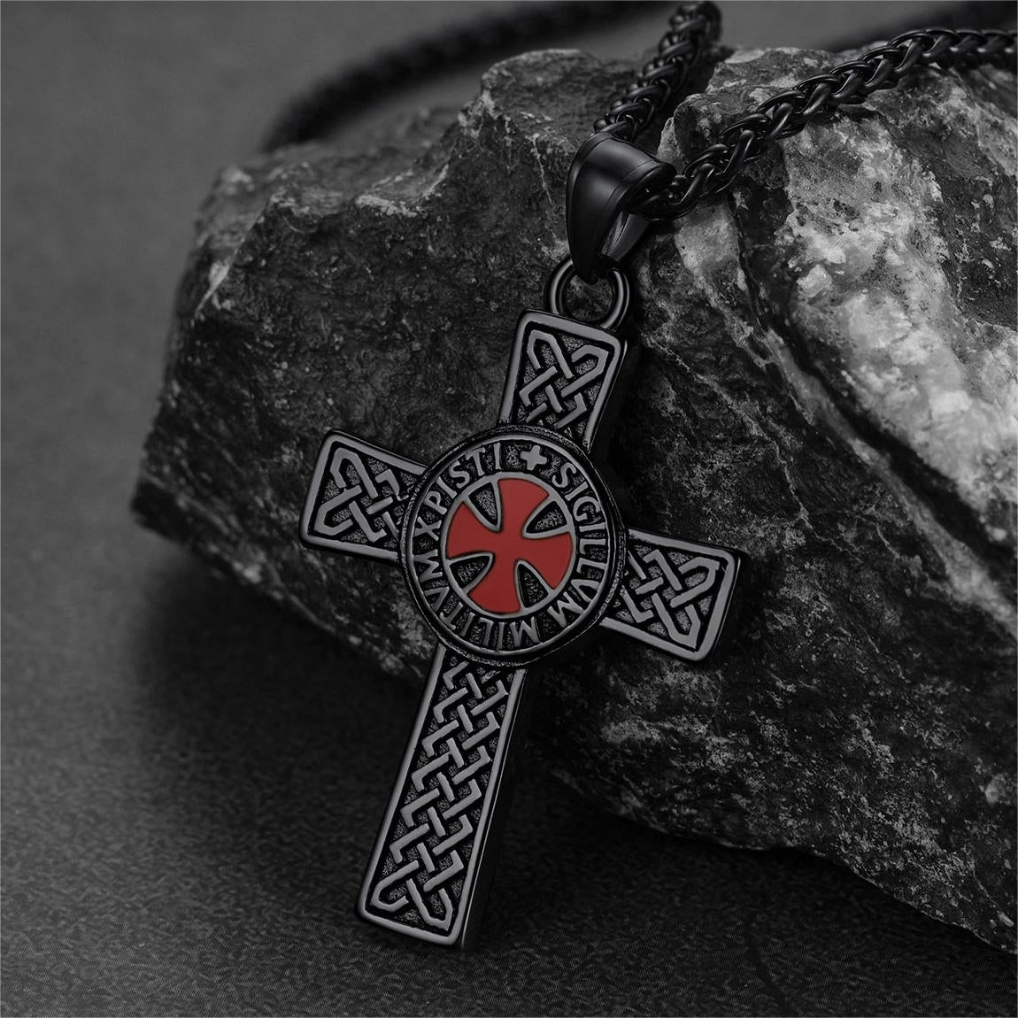 Knights Templar Celtic Cross Pendant Necklace for