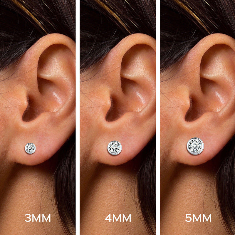 925 Sterling Silver Diamond Stud Earrings Set for 3 Pairs