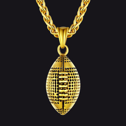 3d American Football Pendant Necklace for