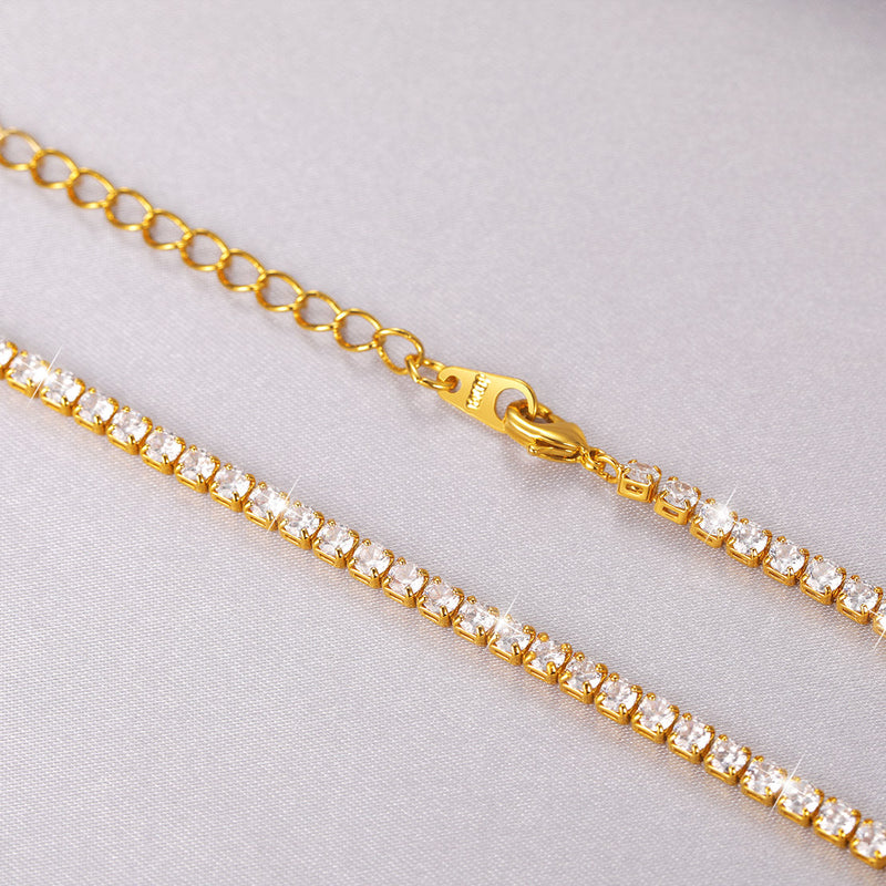 3mm Bling Cubic Zirconia Chain Necklace for