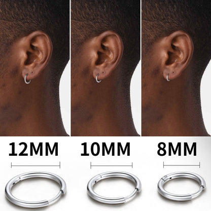 3 Pairs Simple Huggie Hoop Earrings Set 8/10/12 Mm Width