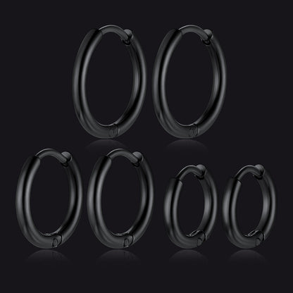 3 Pairs Simple Huggie Hoop Earrings Set 8/10/12 Mm Width