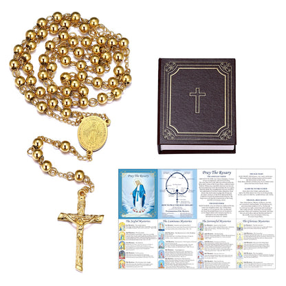 Catholic Virgin Mary Rosary Beads Cross Necklace Chain for